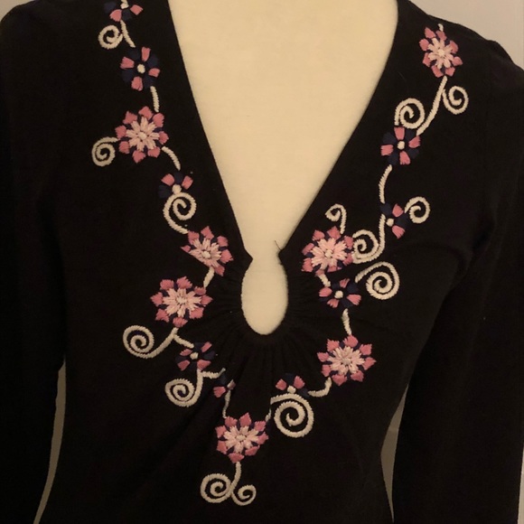 Inc. Long Sleeve Embroidered Black Shirt (sz M) - Picture 3 of 3